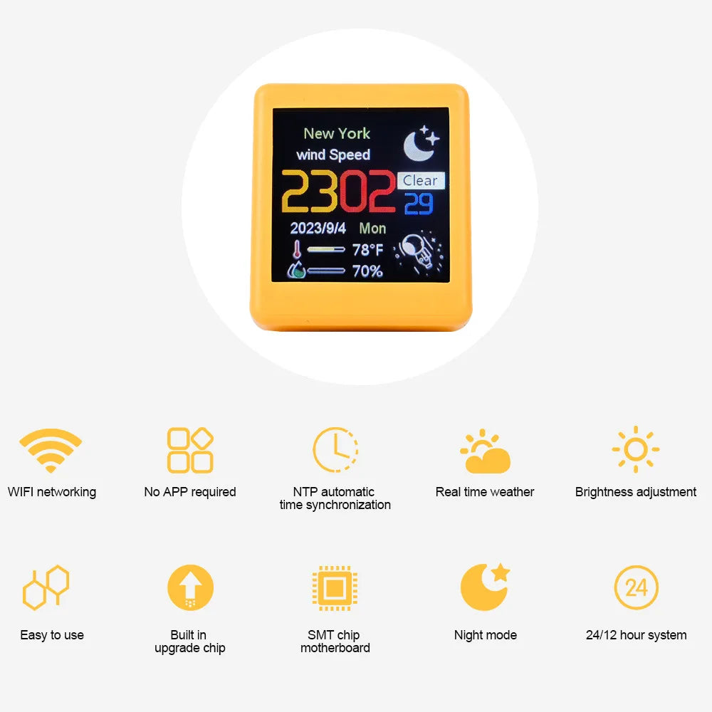 AuraClock™ – Wi-Fi Weather Station Clock for Calm Spaces