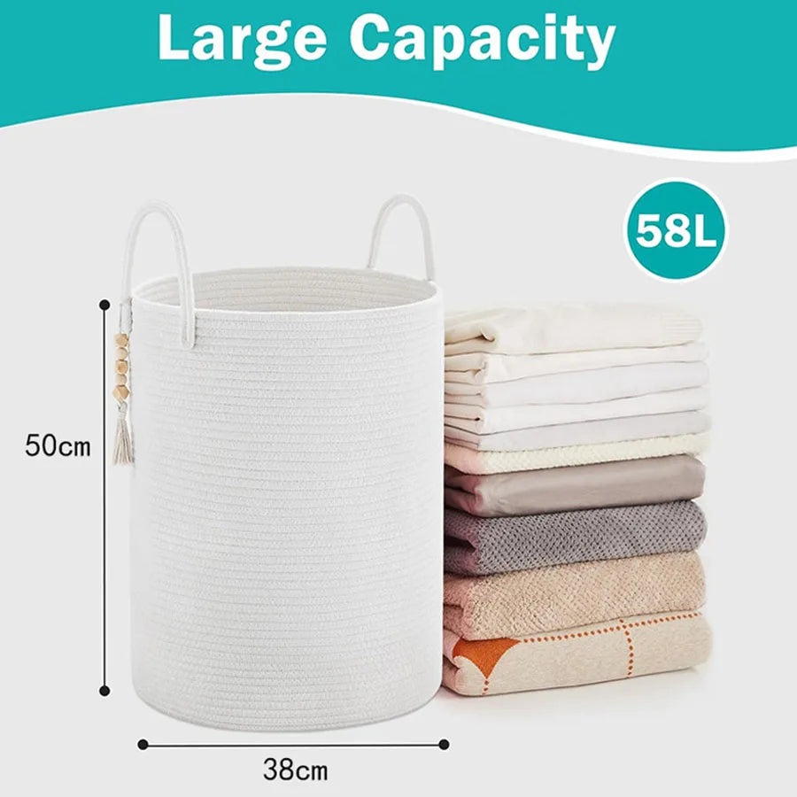 CalmBasket™ – Foldable Decorative Rope Basket for Soft Living