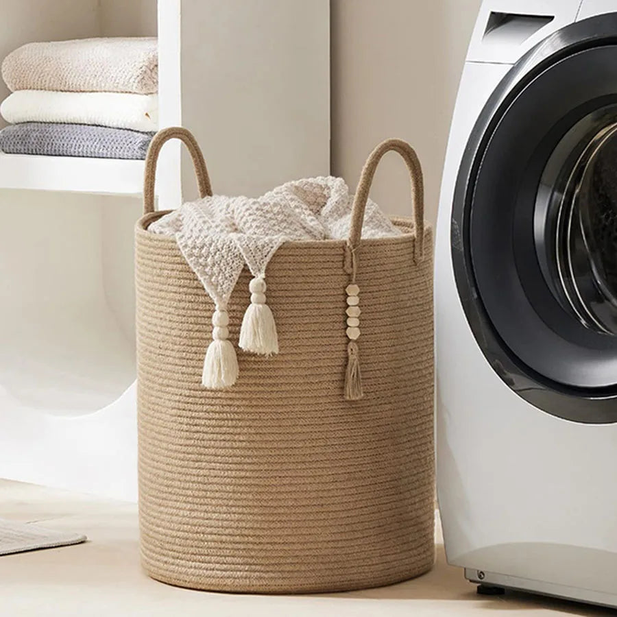 CalmBasket™ – Foldable Decorative Rope Basket for Soft Living