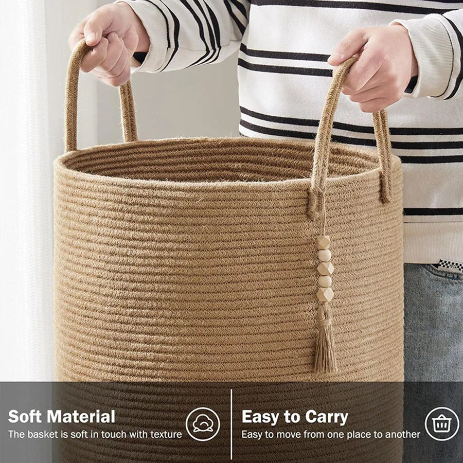 CalmBasket™ – Foldable Decorative Rope Basket for Soft Living