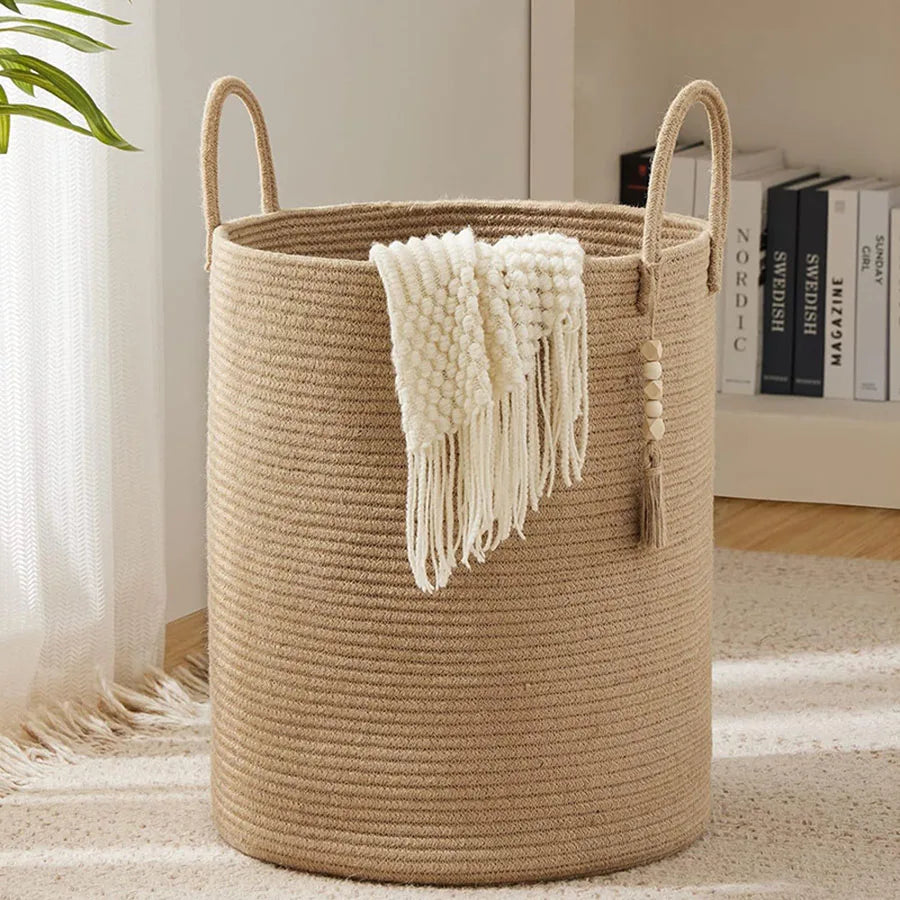 CalmBasket™ – Foldable Decorative Rope Basket for Soft Living