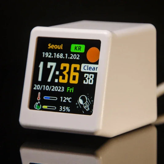 AuraClock™ – Wi-Fi Weather Station Clock for Calm Spaces